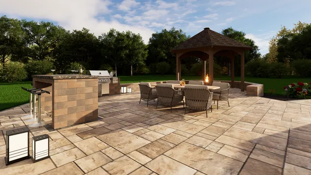 Rendering of the Sternat Residence: outdoor kitchen