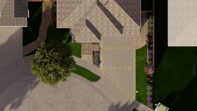 Rendering of the Santacruz Residence: the front from above