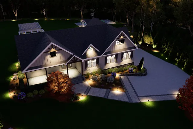 Night rendering from above with the full lighting scheme lit