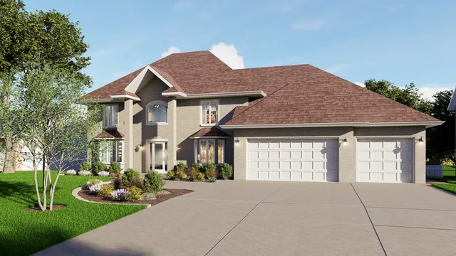 Rendering of the Allen Residence: the front of the house