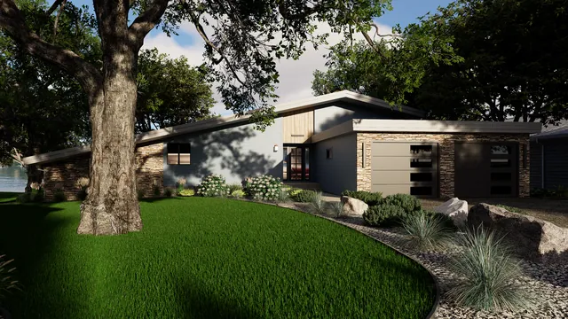Rendering of the Schroetter Residence: the front of the house