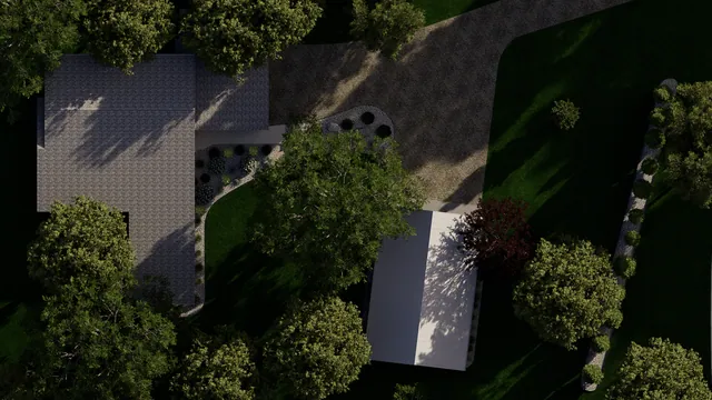 Rendering of the Schroetter Residence: the property from above