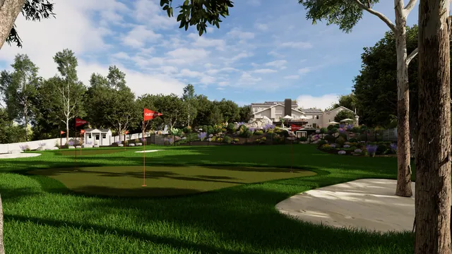 Rendering of the Lin Residence: putting green and sand bunkers