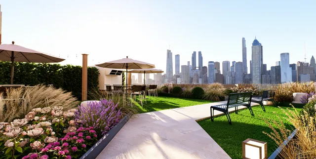 Rendering of the Maxwell Place: planted walk and the skyline
