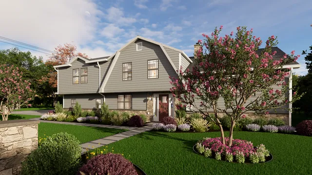 Rendering of the Wan Residence: the front of the house